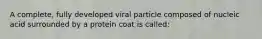 A complete, fully developed viral particle composed of nucleic acid surrounded by a protein coat is called: