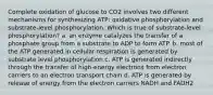 Complete oxidation of glucose to CO2 involves two different mechanisms for synthesizing ATP: oxidative phosphorylation and substrate-level phosphorylation. Which is true of substrate-level phosphorylation? a. an enzyme catalyzes the transfer of a phosphate group from a substrate to ADP to form ATP. b. most of the ATP generated in cellular respiration is generated by substrate level phosphorylation c. ATP is generated indirectly through the transfer of high-energy electrons from electron carriers to an electron transport chain d. ATP is generated by release of energy from the electron carriers NADH and FADH2