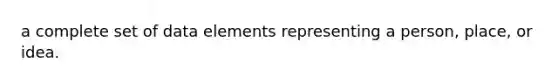 a complete set of data elements representing a person, place, or idea.