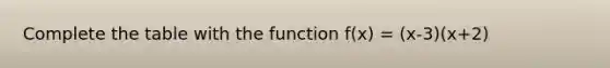 Complete the table with the function f(x) = (x-3)(x+2)