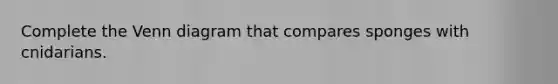 Complete the Venn diagram that compares sponges with cnidarians.