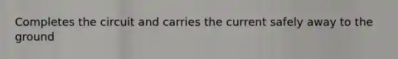Completes the circuit and carries the current safely away to the ground