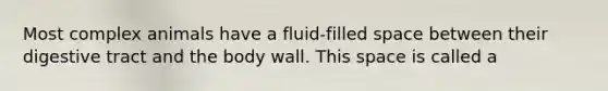 Most complex animals have a fluid-filled space between their digestive tract and the body wall. This space is called a