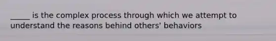 _____ is the complex process through which we attempt to understand the reasons behind others' behaviors