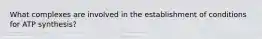 What complexes are involved in the establishment of conditions for ATP synthesis?