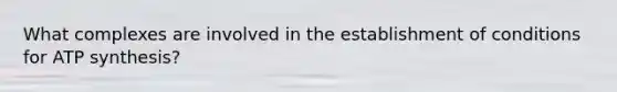 What complexes are involved in the establishment of conditions for ATP synthesis?