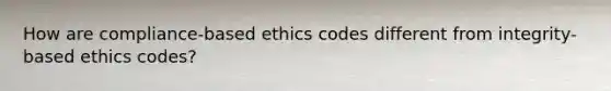 How are compliance-based ethics codes different from integrity-based ethics codes?