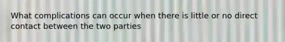 What complications can occur when there is little or no direct contact between the two parties