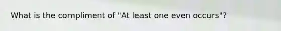 What is the compliment of "At least one even occurs"?