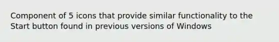 Component of 5 icons that provide similar functionality to the Start button found in previous versions of Windows