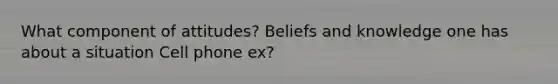 What component of attitudes? Beliefs and knowledge one has about a situation Cell phone ex?