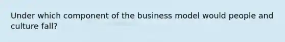 Under which component of the business model would people and culture fall?