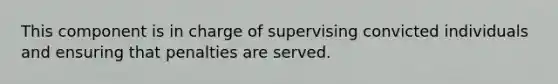 This component is in charge of supervising convicted individuals and ensuring that penalties are served.