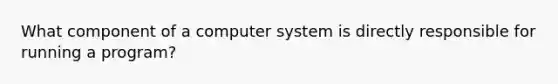 What component of a computer system is directly responsible for running a program?