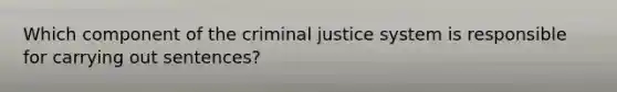 Which component of the criminal justice system is responsible for carrying out sentences?