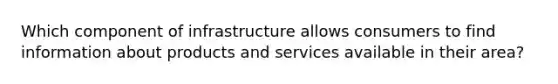 Which component of infrastructure allows consumers to find information about products and services available in their area?