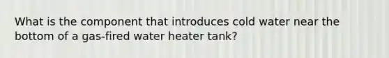 What is the component that introduces cold water near the bottom of a gas-fired water heater tank?