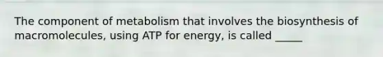 The component of metabolism that involves the biosynthesis of macromolecules, using ATP for energy, is called _____