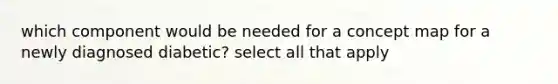 which component would be needed for a concept map for a newly diagnosed diabetic? select all that apply