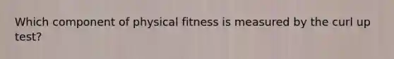 Which component of physical fitness is measured by the curl up test?