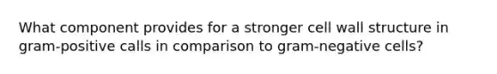 What component provides for a stronger cell wall structure in gram-positive calls in comparison to gram-negative cells?