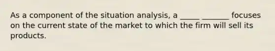 As a component of the situation analysis, a _____ _______ focuses on the current state of the market to which the firm will sell its products.