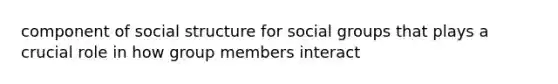 component of social structure for social groups that plays a crucial role in how group members interact