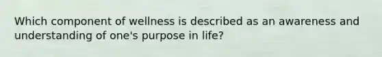 Which component of wellness is described as an awareness and understanding of one's purpose in life?