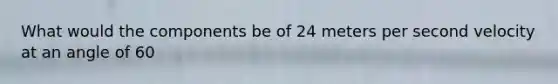 What would the components be of 24 meters per second velocity at an angle of 60