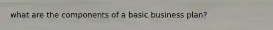 what are the components of a basic business plan?