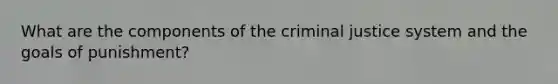 What are the components of the criminal justice system and the goals of punishment?