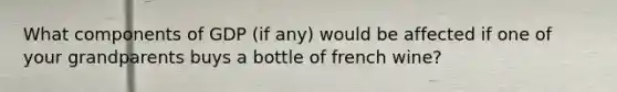 What components of GDP (if any) would be affected if one of your grandparents buys a bottle of french wine?