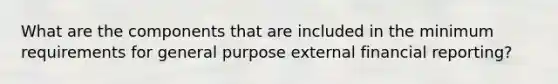 What are the components that are included in the minimum requirements for general purpose external financial reporting?