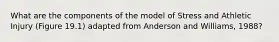 What are the components of the model of Stress and Athletic Injury (Figure 19.1) adapted from Anderson and Williams, 1988?