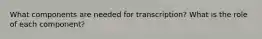 What components are needed for transcription? What is the role of each component?