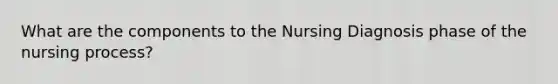 What are the components to the Nursing Diagnosis phase of the nursing process?