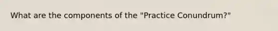 What are the components of the "Practice Conundrum?"