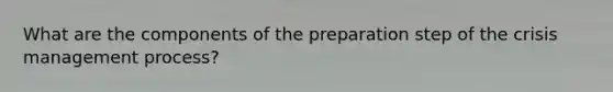 What are the components of the preparation step of the crisis management process?