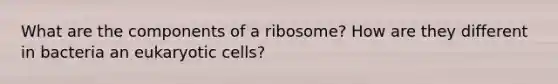 What are the components of a ribosome? How are they different in bacteria an eukaryotic cells?