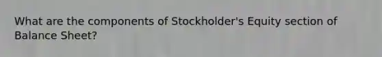 What are the components of Stockholder's Equity section of Balance Sheet?