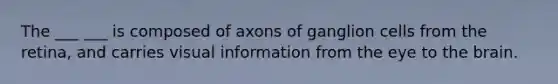 The ___ ___ is composed of axons of ganglion cells from the retina, and carries visual information from the eye to the brain.