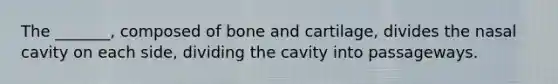 The _______, composed of bone and cartilage, divides the nasal cavity on each side, dividing the cavity into passageways.