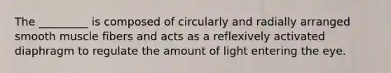 The _________ is composed of circularly and radially arranged smooth muscle fibers and acts as a reflexively activated diaphragm to regulate the amount of light entering the eye.