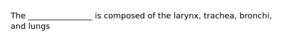 The ________________ is composed of the larynx, trachea, bronchi, and lungs