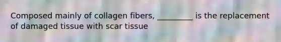 Composed mainly of collagen fibers, _________ is the replacement of damaged tissue with scar tissue