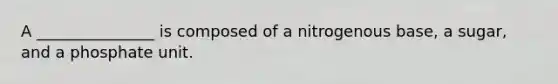 A _______________ is composed of a nitrogenous base, a sugar, and a phosphate unit.