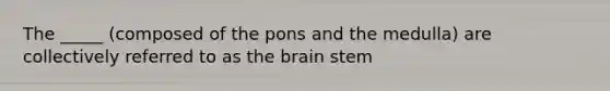 The _____ (composed of the pons and the medulla) are collectively referred to as the brain stem