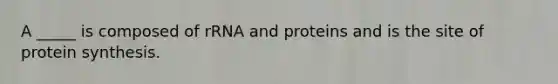 A _____ is composed of rRNA and proteins and is the site of <a href='https://www.questionai.com/knowledge/kVyphSdCnD-protein-synthesis' class='anchor-knowledge'>protein synthesis</a>.