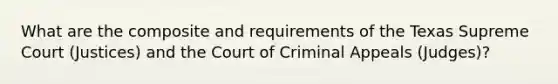 What are the composite and requirements of the Texas Supreme Court (Justices) and the Court of Criminal Appeals (Judges)?