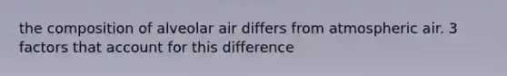 the composition of alveolar air differs from atmospheric air. 3 factors that account for this difference